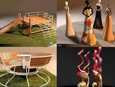 مدل سه بعدی انواع لوازم خانه و پارک