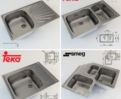 مدل سه بعدی سینک ظرفشویی