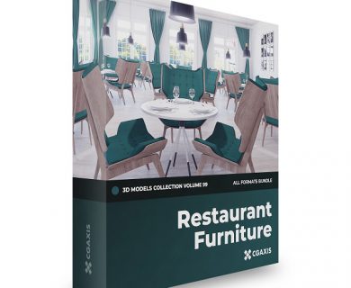 مدل سه بعدی میز و صندلی رستوران