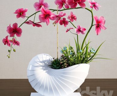 مدل سه بعدی گل و گلدان
