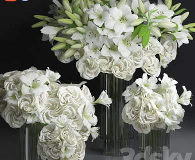 مدل سه بعدی گل و گلدان