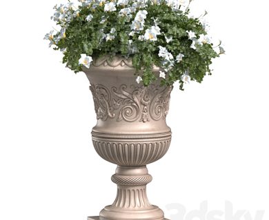 مدل سه بعدی گل و گلدان