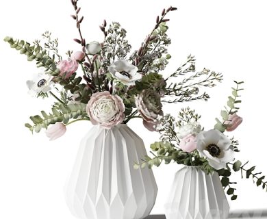 مدل سه بعدی گل و گلدان