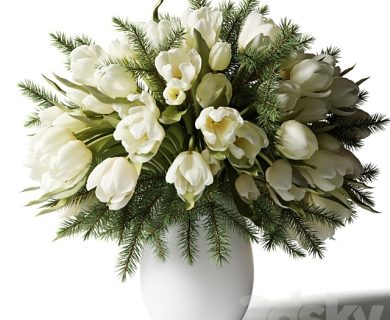 مدل سه بعدی گل و گلدان