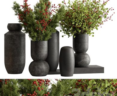 مدل سه بعدی گل و گلدان