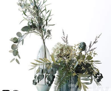 مدل سه بعدی گل و گلدان