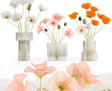 مدل سه بعدی گل و گلدان