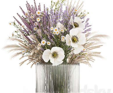 مدل سه بعدی گل و گلدان