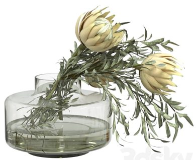 مدل سه بعدی گل و گلدان