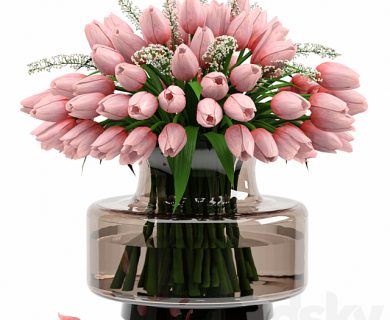 مدل سه بعدی گل و گلدان